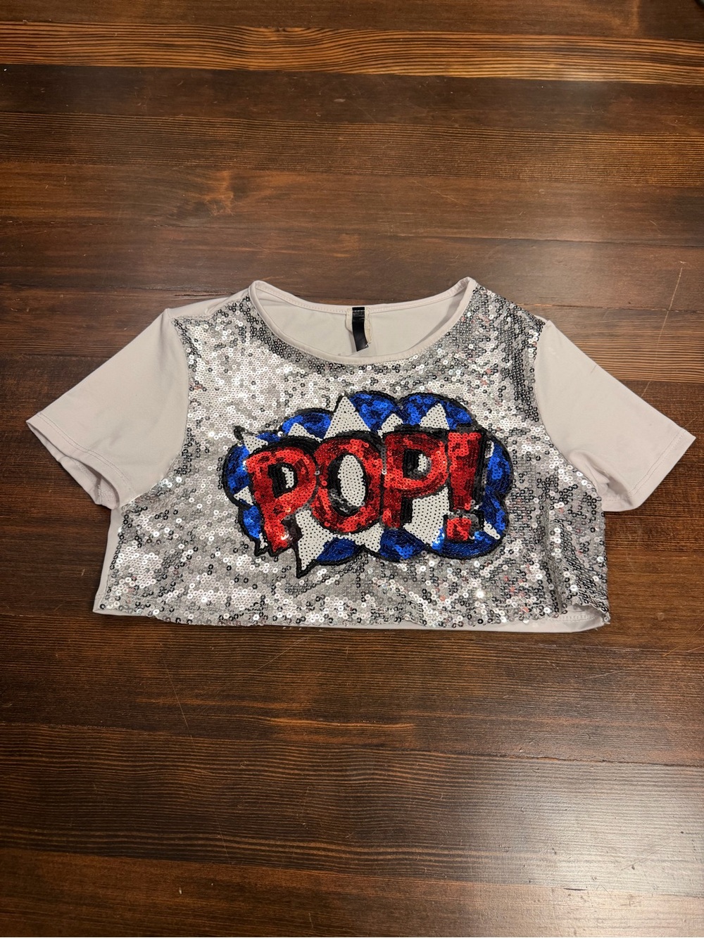 POPFLEX White Women's Sequin-Trim Crop Top